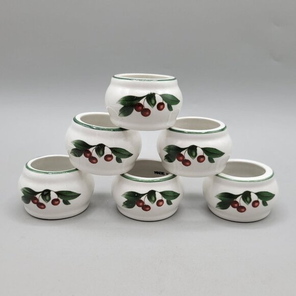 Citation Cades Cove Pattern Napkin Rings Apple Cherry Discontinued Set of 6 - Picture 2 of 8